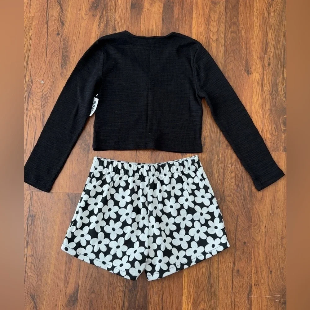 OLD NAVY Black Cropped Cardigan with Floral Short Skirt